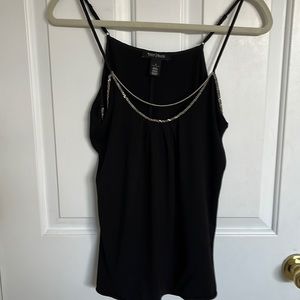 White House Black Market Black with silver accents spaghetti strap flowing top